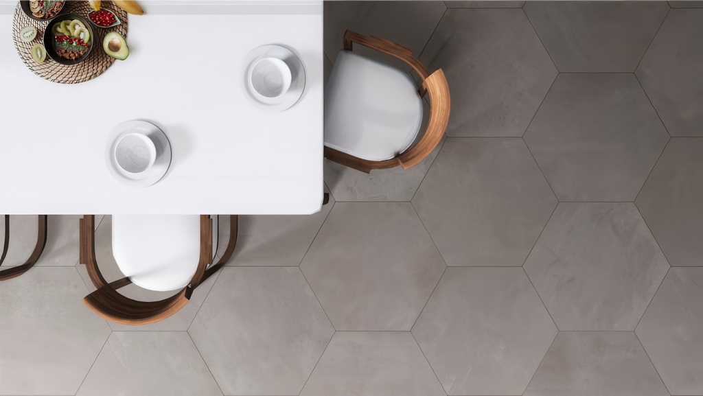 Nexus 20.5x23.6 Hexagon Matte Contemporary, Cement or Marble Look Porcelain Tile