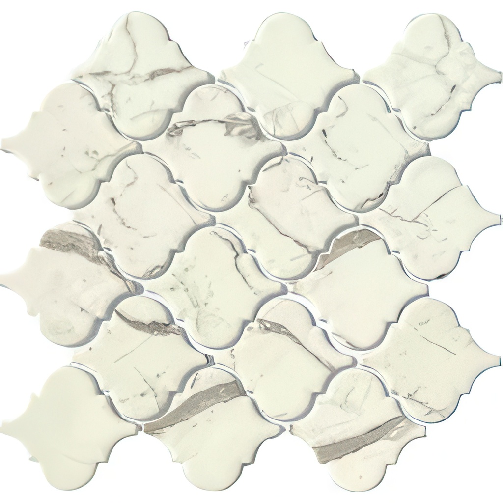Panorama Marble Look Glass Arabesque Mosaic Tile