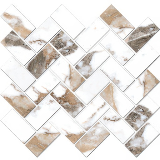 Epic 1.5x3 Herringbone Satin or Polished Marble Look Porcelain Mosaic Tile